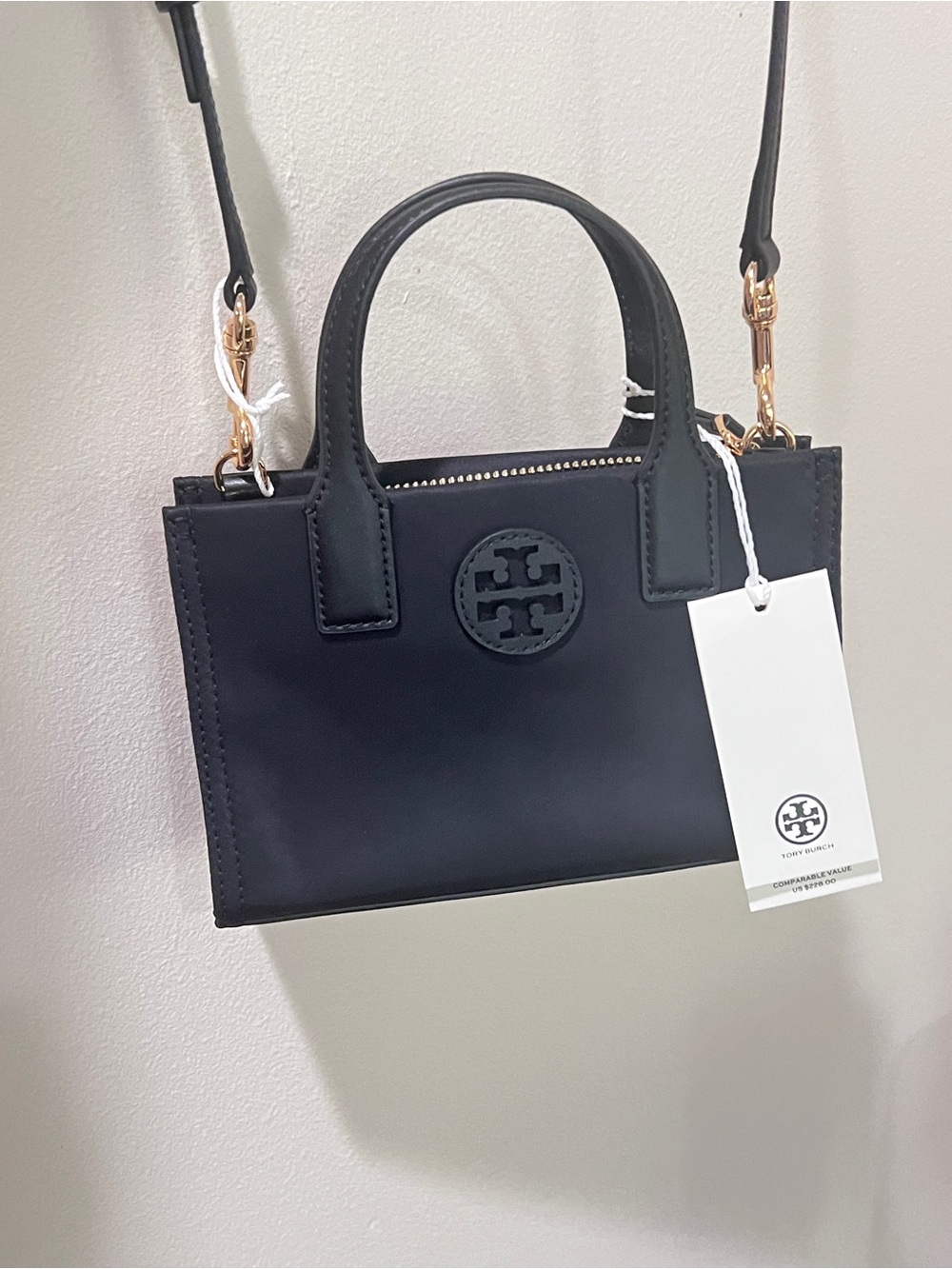 Tory Burch Black Mini Tote Crossbody with Gold Hardware